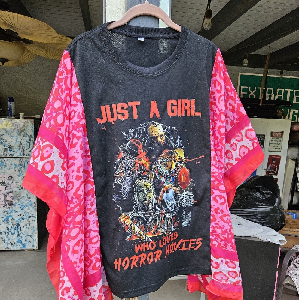 Just a Girl Horror Movies Upcycled Shirt